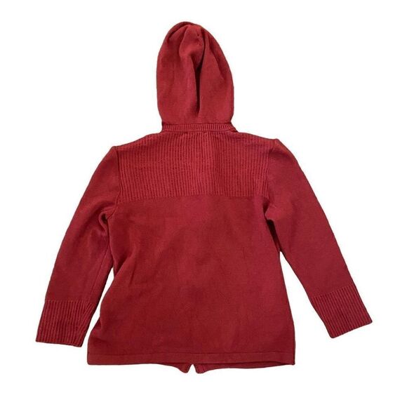 St. John Sport Zip Front Sweater Jacket Hooded Brick Red 3/4 Sleeves Medium - Picture 2 of 7
